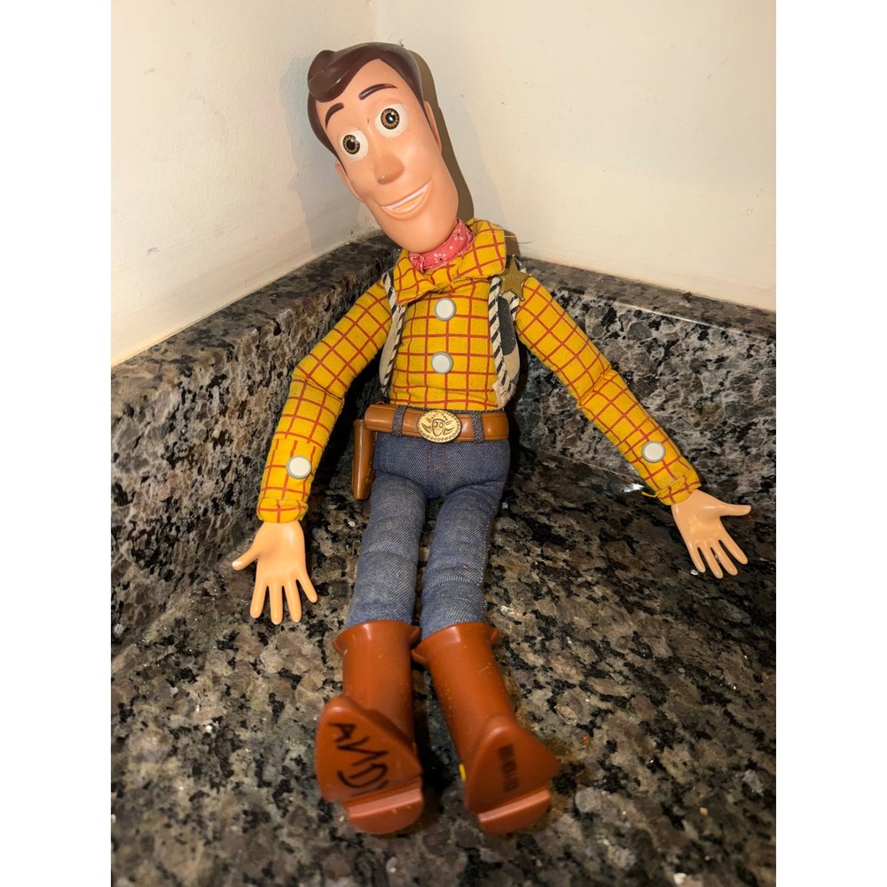 Disney Pixar Toy Story Woody Talking Pull String Action Figure Andy on Boot